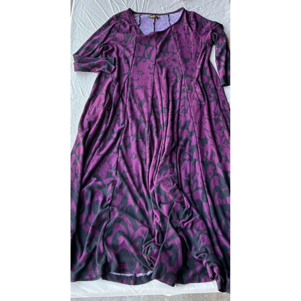 Whimsigoth Womens Reborn Abstract Floral Maxi Dress 1XL Purple Black
